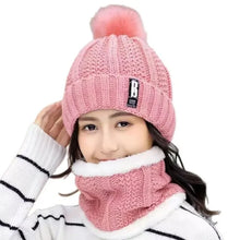 Load image into Gallery viewer, Winter Beanie Hats for Women with Thick Fleece Lined Scarf Set
