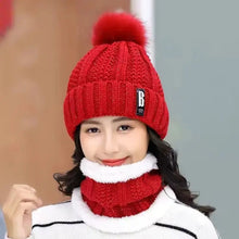 Load image into Gallery viewer, Winter Beanie Hats for Women with Thick Fleece Lined Scarf Set
